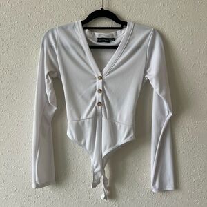 Long sleeve white bodysuit